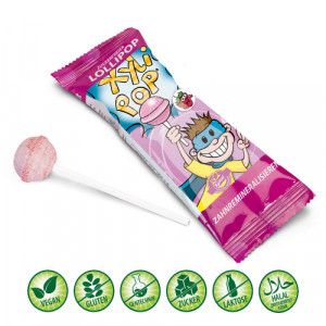 MIRADENT XyliPOP Lolli Zahnpflegelolli Erdbeere